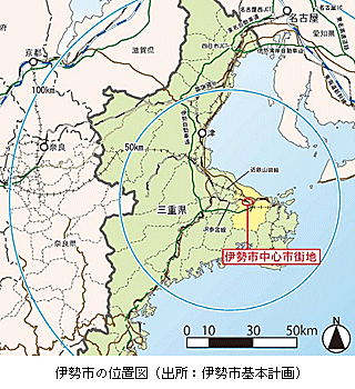 伊勢市の位置図（出所：伊勢市基本計画）