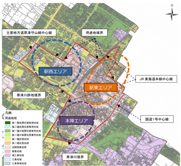 画像：草津市中心市街地活性化基本計画　計画区域図※