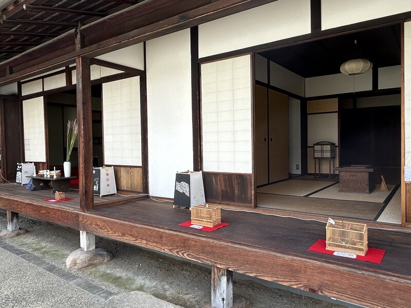 画像:鳴く虫と郷町の様子