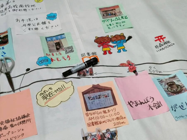「鬼祭り」などのイベントに積極的にかかわる（トモツク会で作成した案内マップ）