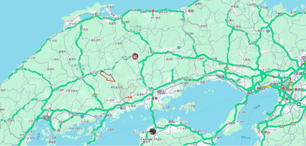 井原市位置図（GoogleMapに加筆）