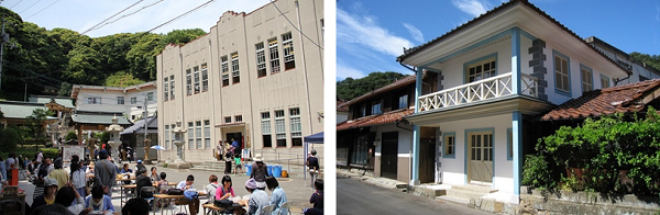 改修された旧江津町役場（左）や旧郵便局（右）は国の登録有形文化財でもある（江津市ホームページより）