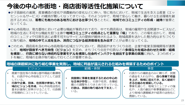 今後の中心市街地・商店街等活性化施策について